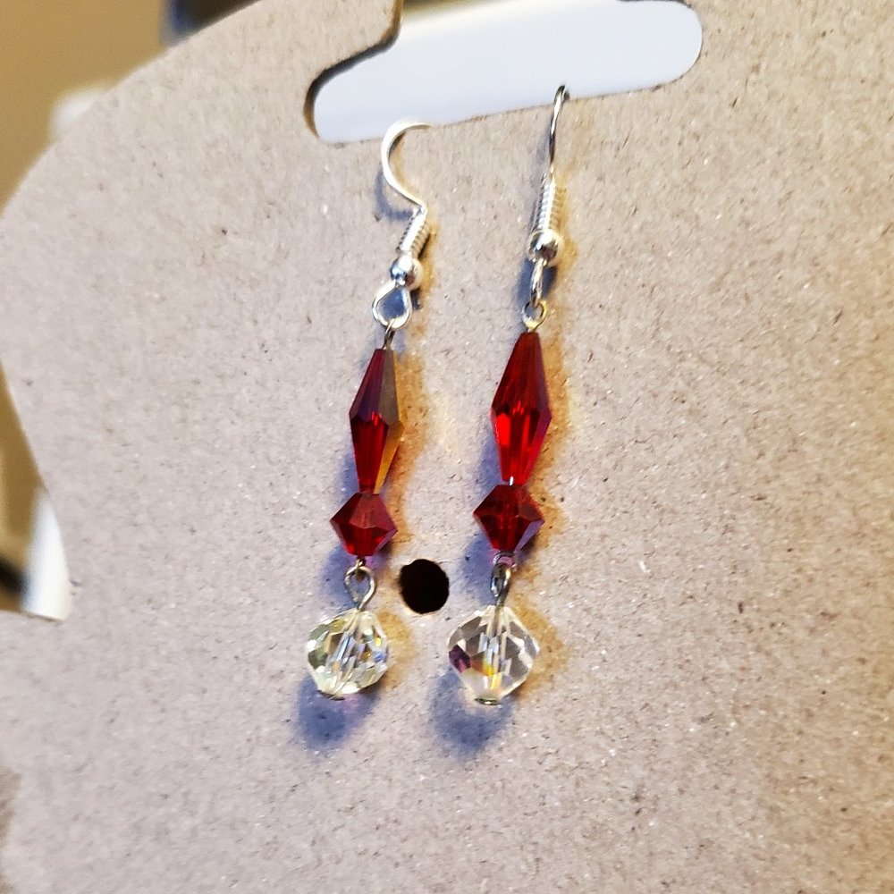 Silver Tone Hook Czech Glass Bead Dangle Earrings Tony Alexander Jewelry Artisan